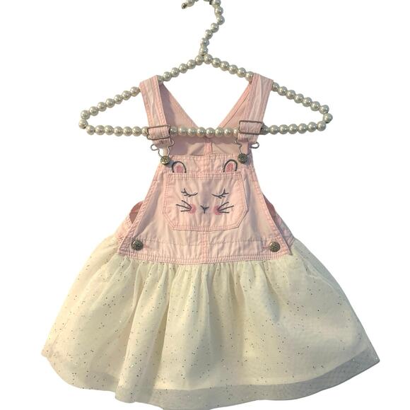 Oshkosh B’gosh Easter bunny dress overalls jumper with bunny tail Sz18M - Picture 1 of 6